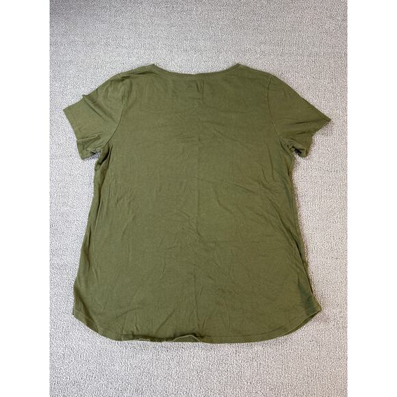 Old Navy Shirt Embroidered Pineapple Olive Green Size Medium - Picture 2 of 8